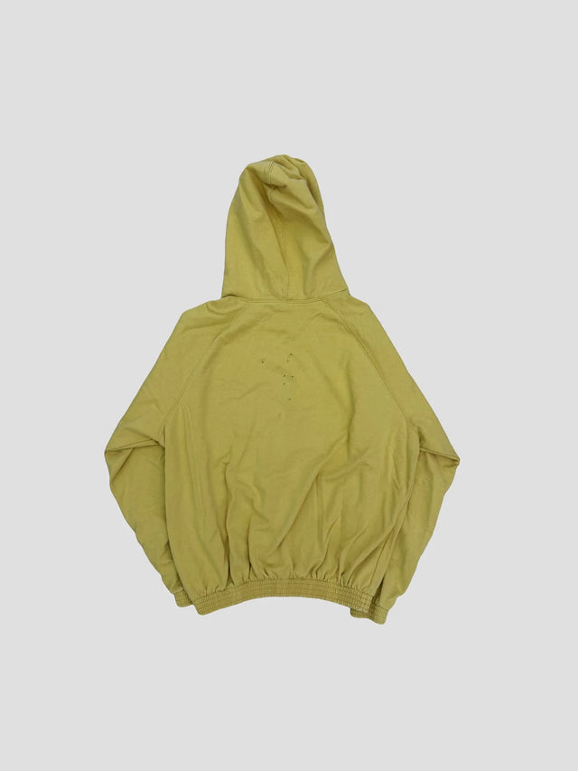 None Unit Yellow Shield Washed Hoodie in mustard yellow product back view