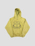 None Unit Yellow Shield Washed Hoodie in mustard yellow product front view