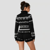 None Unit Ribbon Fairisle Knit Set in black model back view