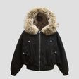 None Unit Vintage Fur Collar Work Jacket product front view