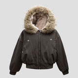 VINTAGE FUR COLLAR WORK JACKET